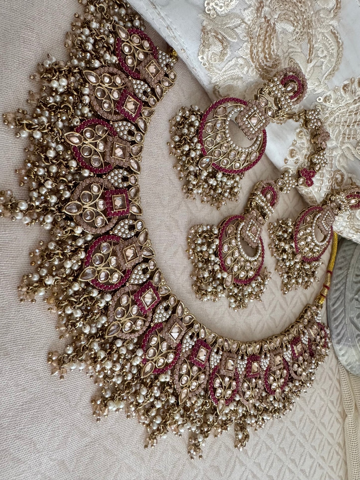 LEAH PINK-RUBY NECKLACE SET