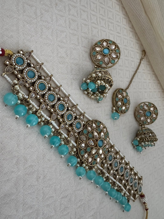 INAYA TURQUOISE BLUE CHOKER SET
