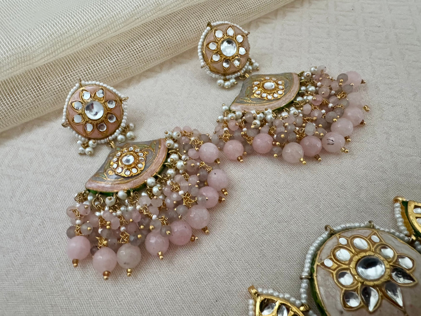 ESHA MEENAKARI PINK-GRAY CHOKER SET