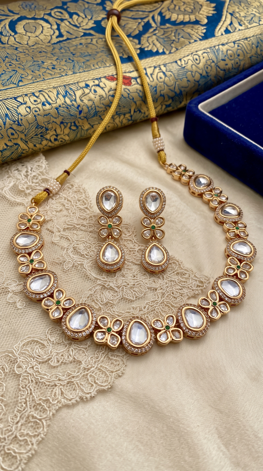 ELLIE MOISSANITE KUNDAN NECKLACE SET