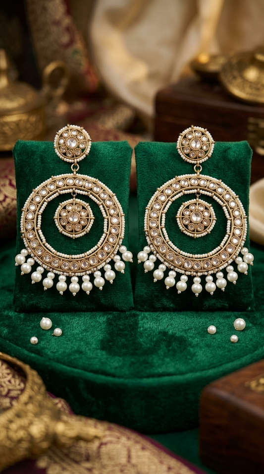 Amber Geometric Earrings Mangtika Set