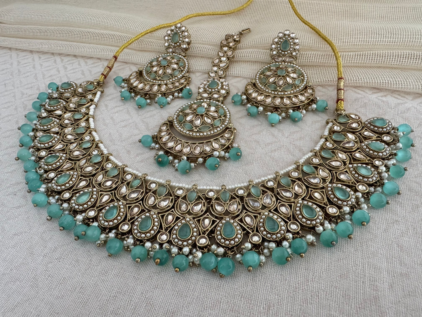 RIDHI PASTEL GREEN NECKLACE SET