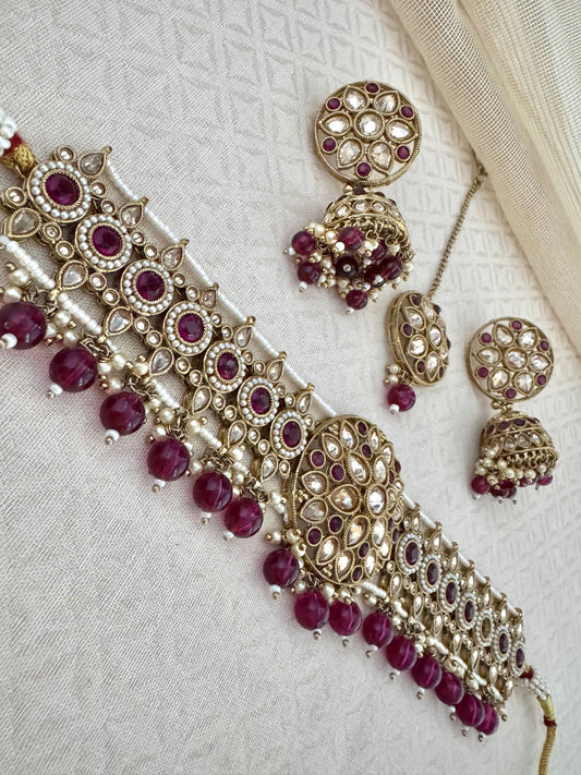 INAYA PURPLE CHOKER SET
