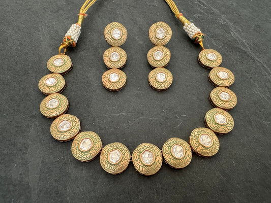 ANYA MEENAKARI GEOMETRIC NECKLACE SET