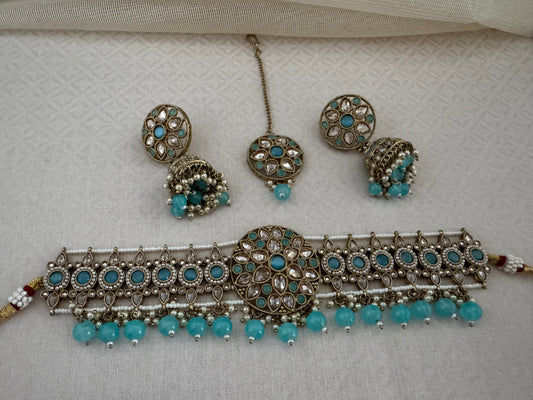INAYA TURQUOISE BLUE CHOKER SET