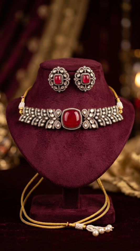 Ira Red Victorian Choker Set