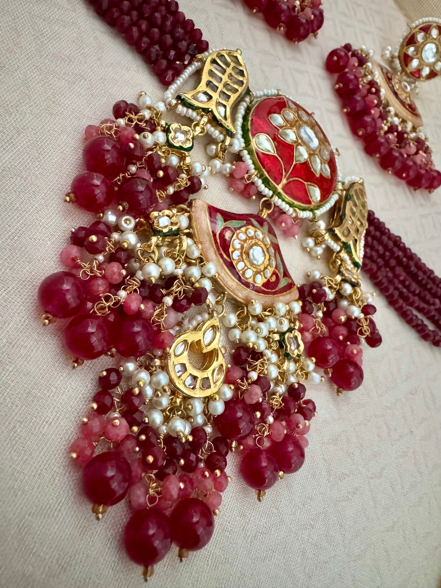 ESHA MEENAKARI RED-PINK CHOKER SET