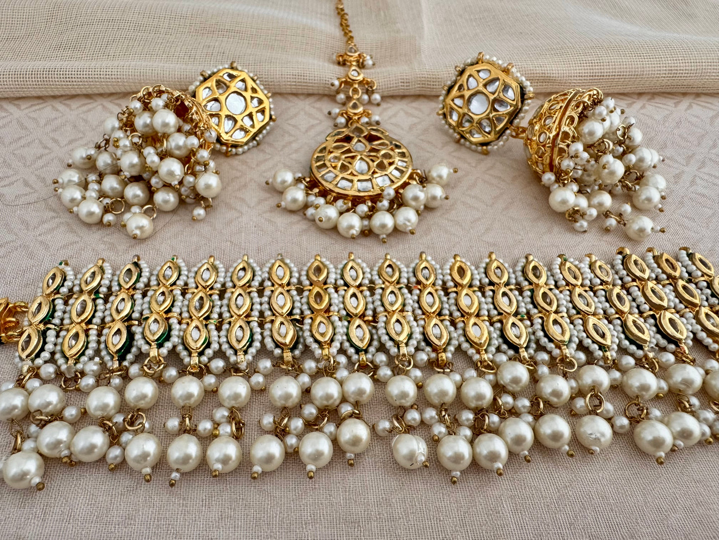DAMINI KUNDAN PEARL CHOKER SET