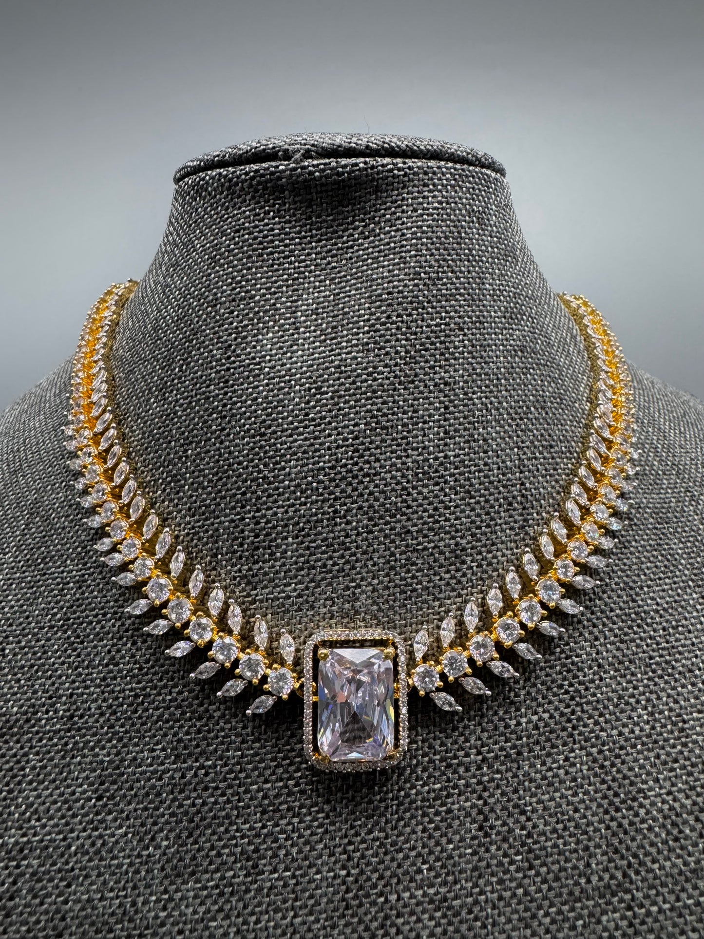 EVA GOLD CZ NECKLACE SET