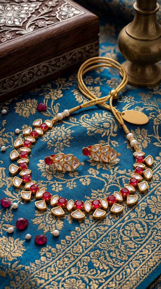 NYSA MOISSANITE KUNDAN NECKLACE SET