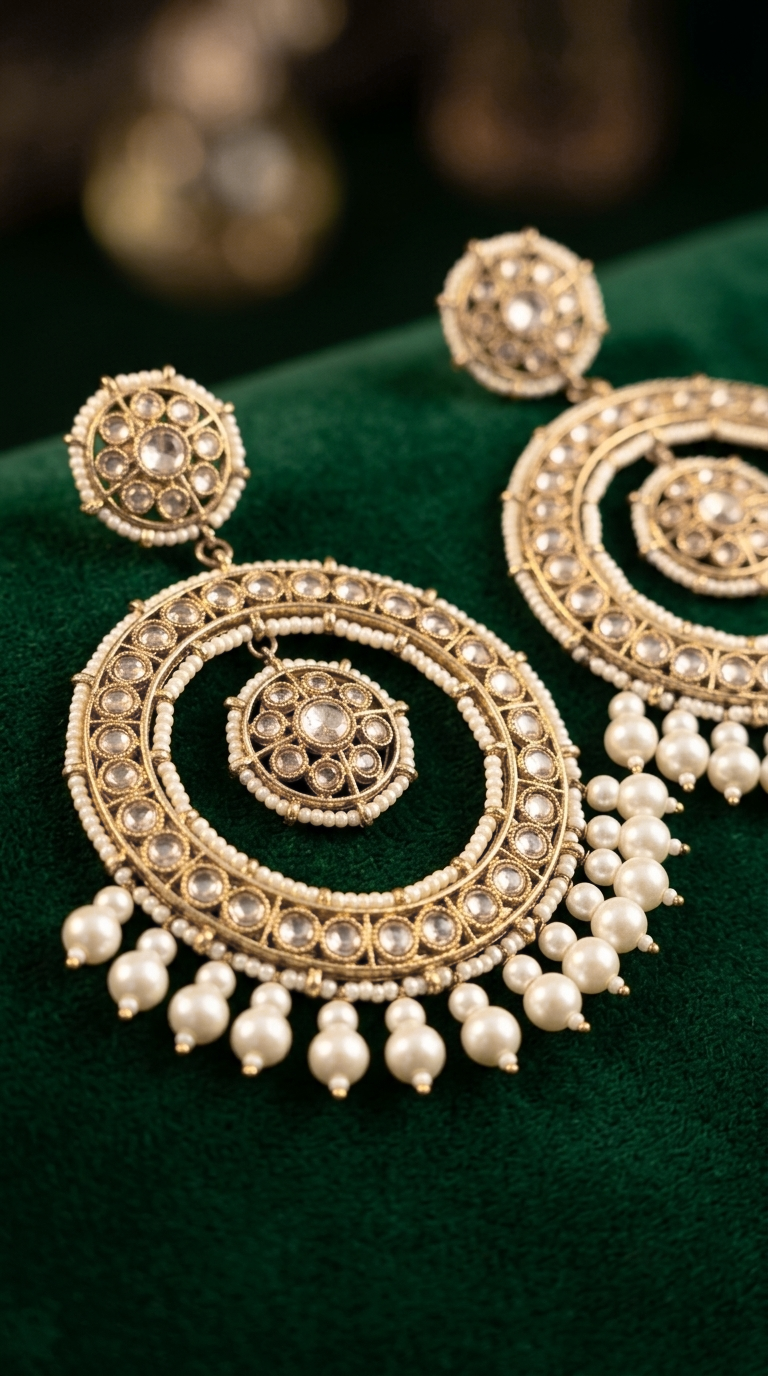 Amber Geometric Earrings Mangtika Set