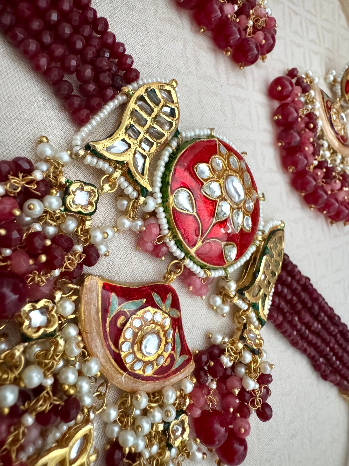ESHA MEENAKARI RED-PINK CHOKER SET