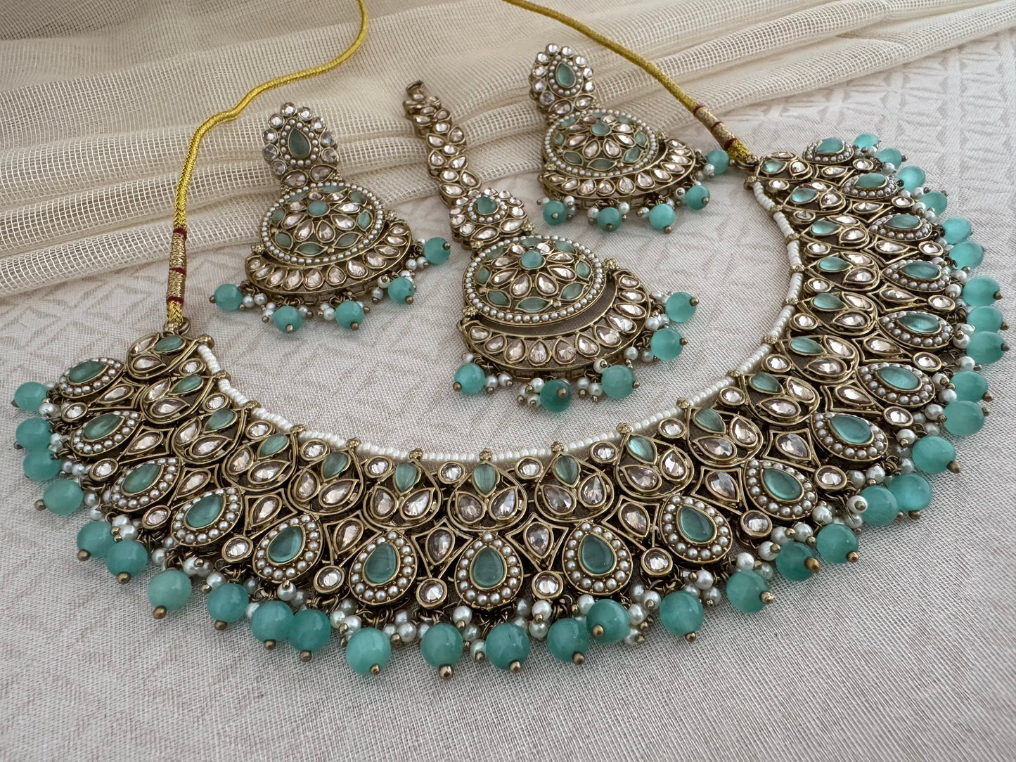 RIDHI PASTEL GREEN NECKLACE SET