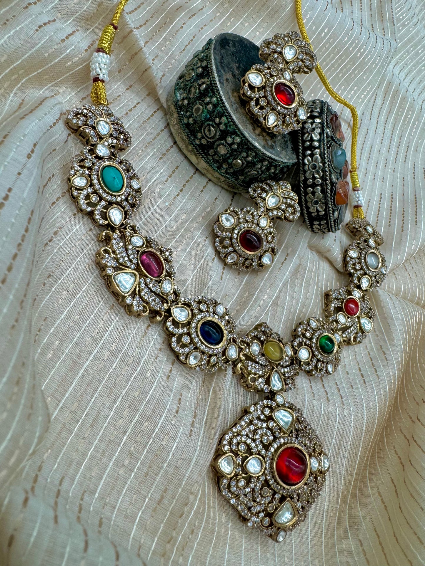 NAAYA VICTORIAN NAVRATAN NECKLACE SET