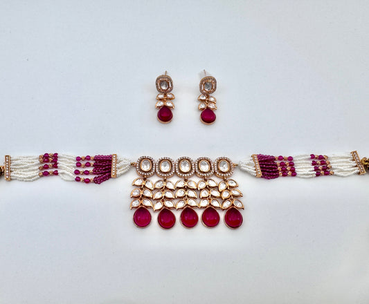 Amrita Kundan Ruby Choker Necklace Set