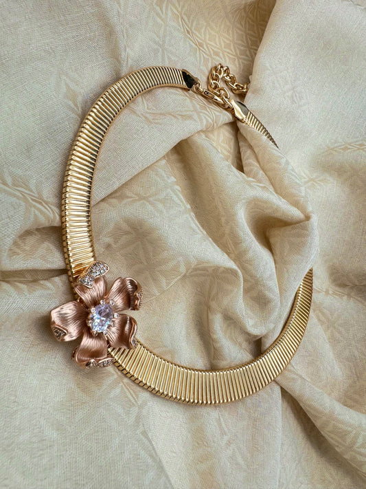 Lorna Hasli necklace with magnetic cz flower button