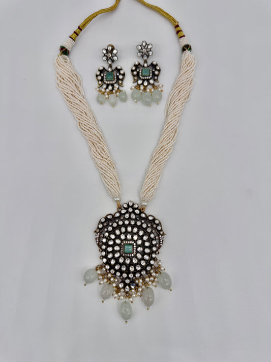 Mihika Moissanite Pendant Necklace Set