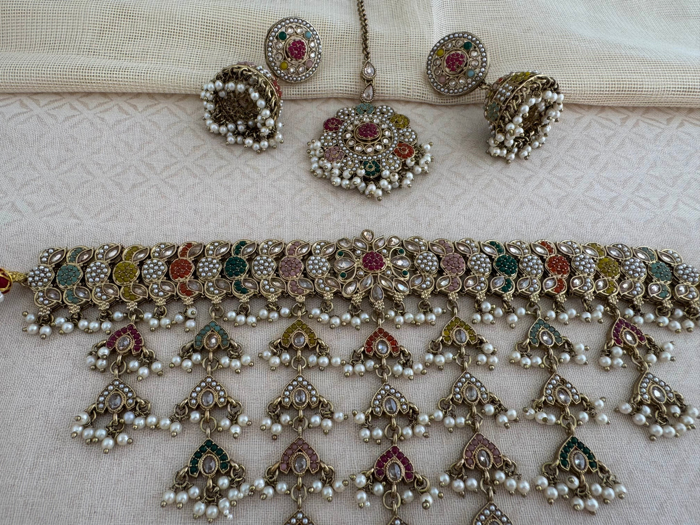ZEESHA NAVRATAN BOHO FRINGE CHOKER SET