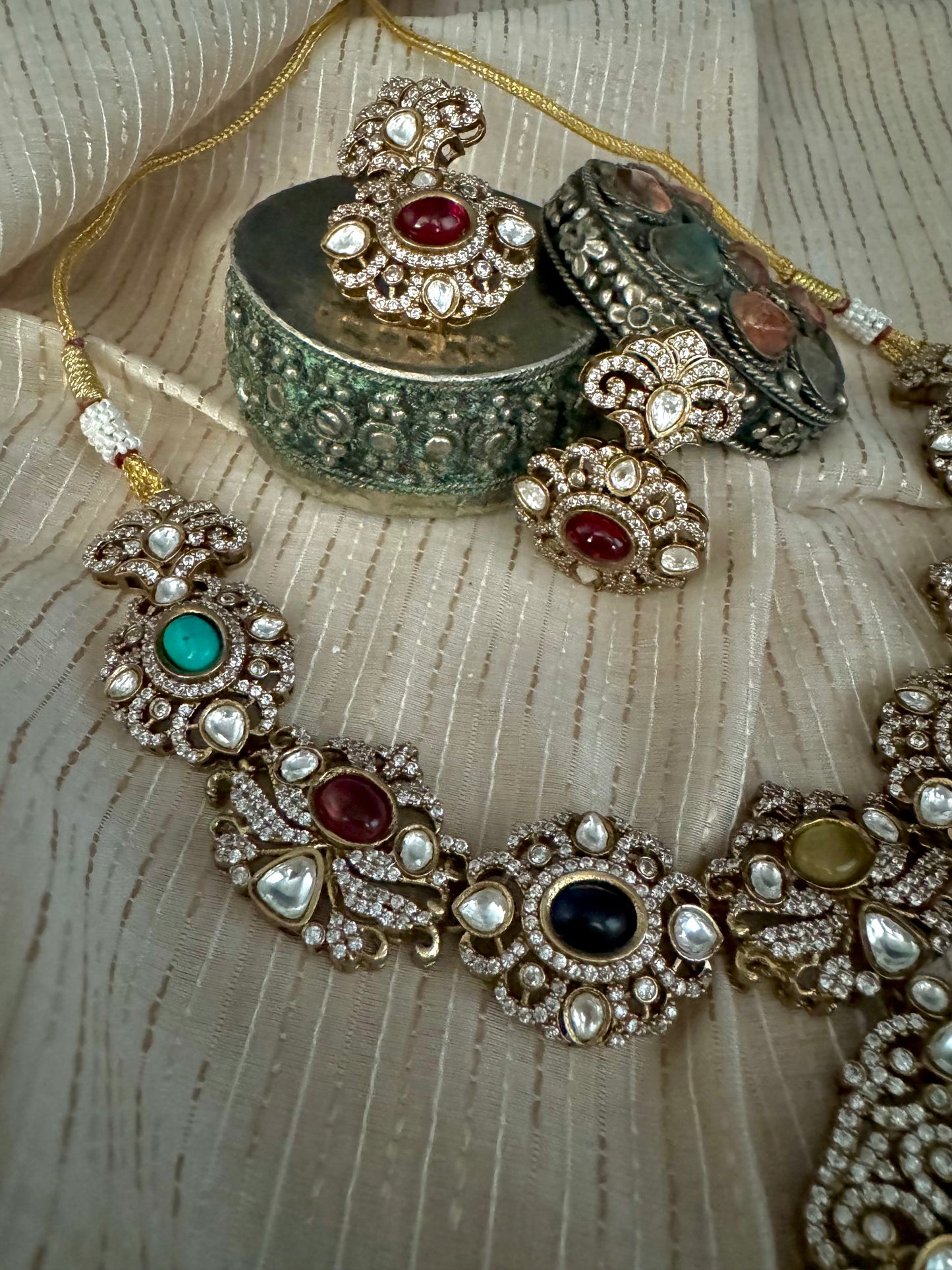 NAAYA VICTORIAN NAVRATAN NECKLACE SET