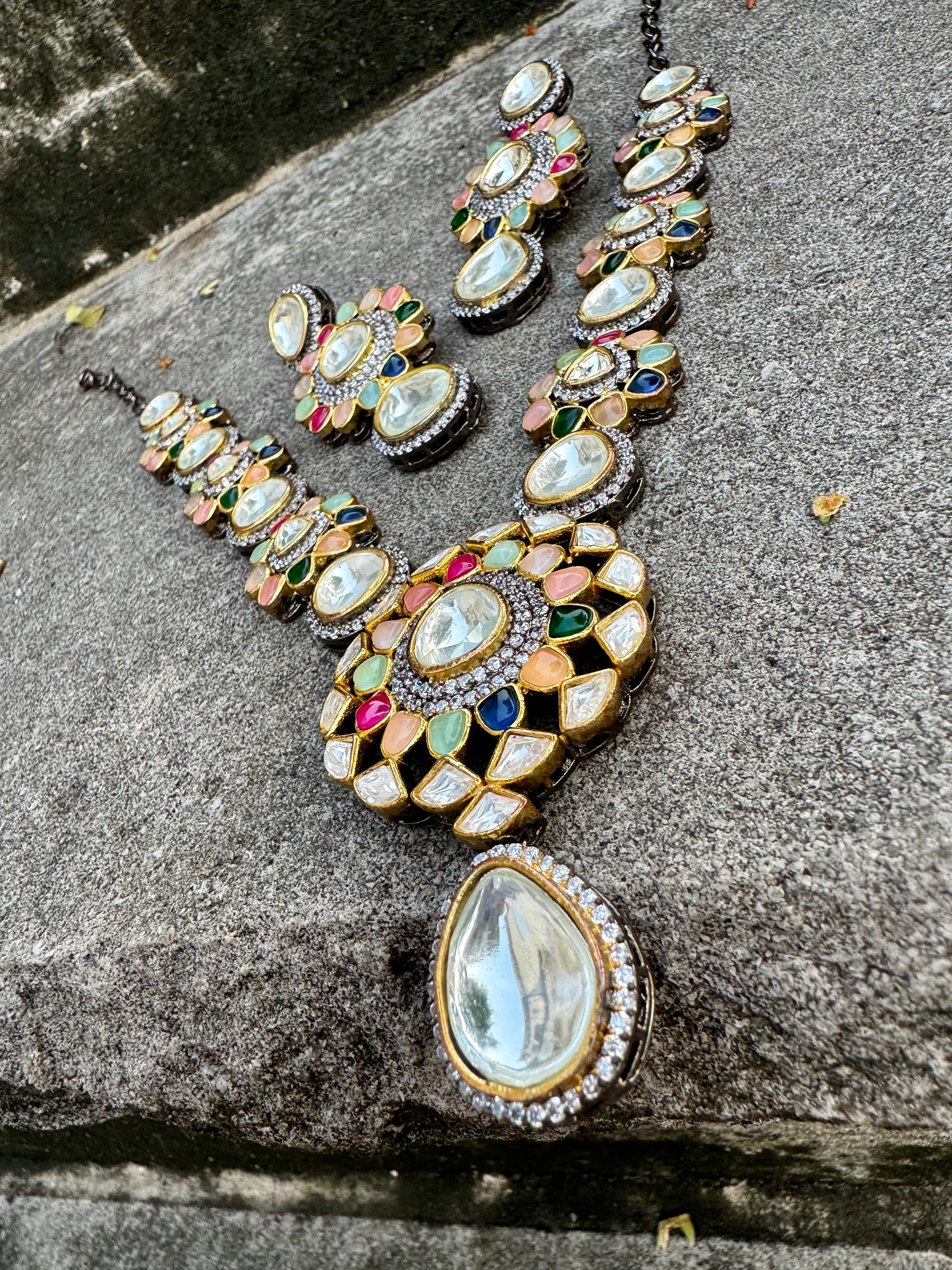RESHMA POLKI NAVRATAN VICTORIAN NECKLACE SET