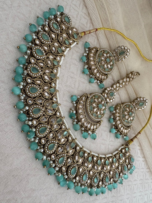 RIDHI PASTEL GREEN NECKLACE SET
