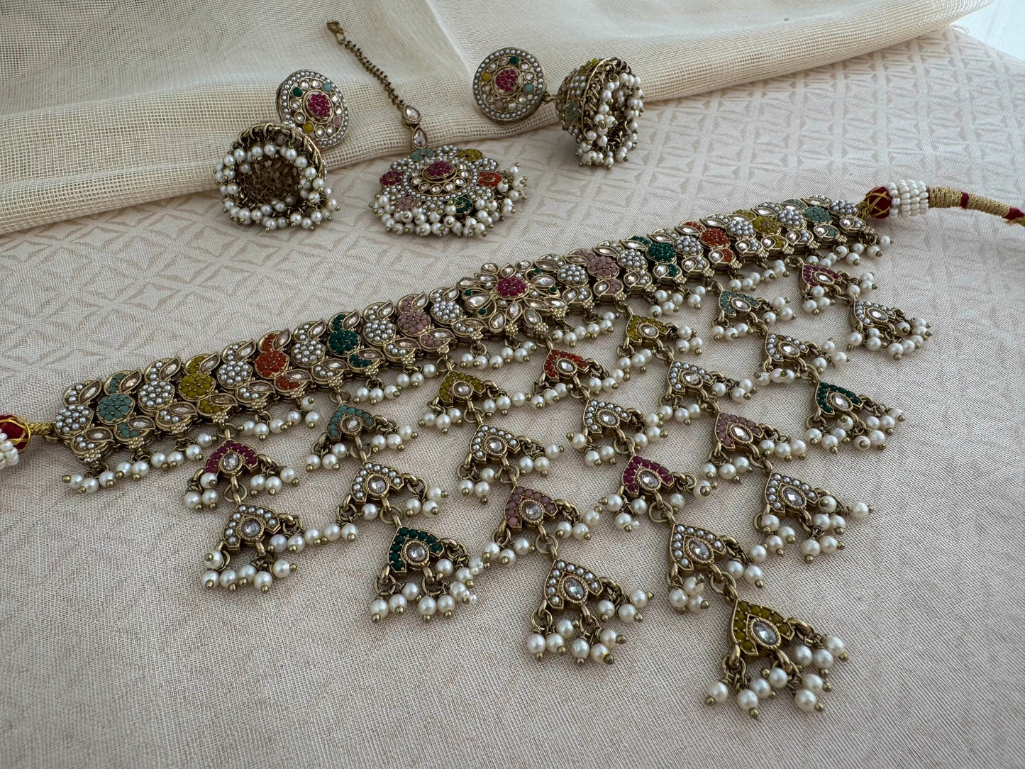 ZEESHA NAVRATAN BOHO FRINGE CHOKER SET