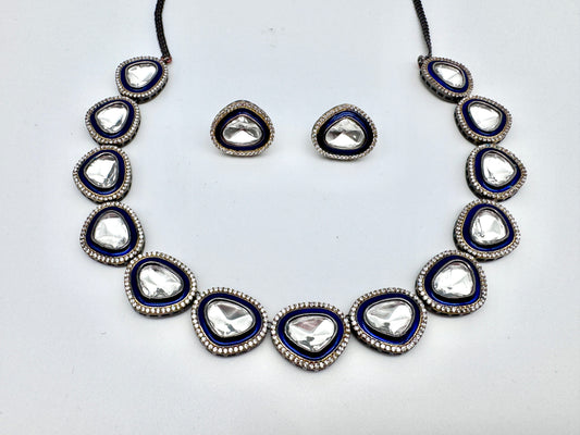 Tyra Polki Meenakari Stud Necklace Set