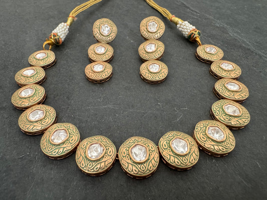 ANYA MEENAKARI GEOMETRIC NECKLACE SET