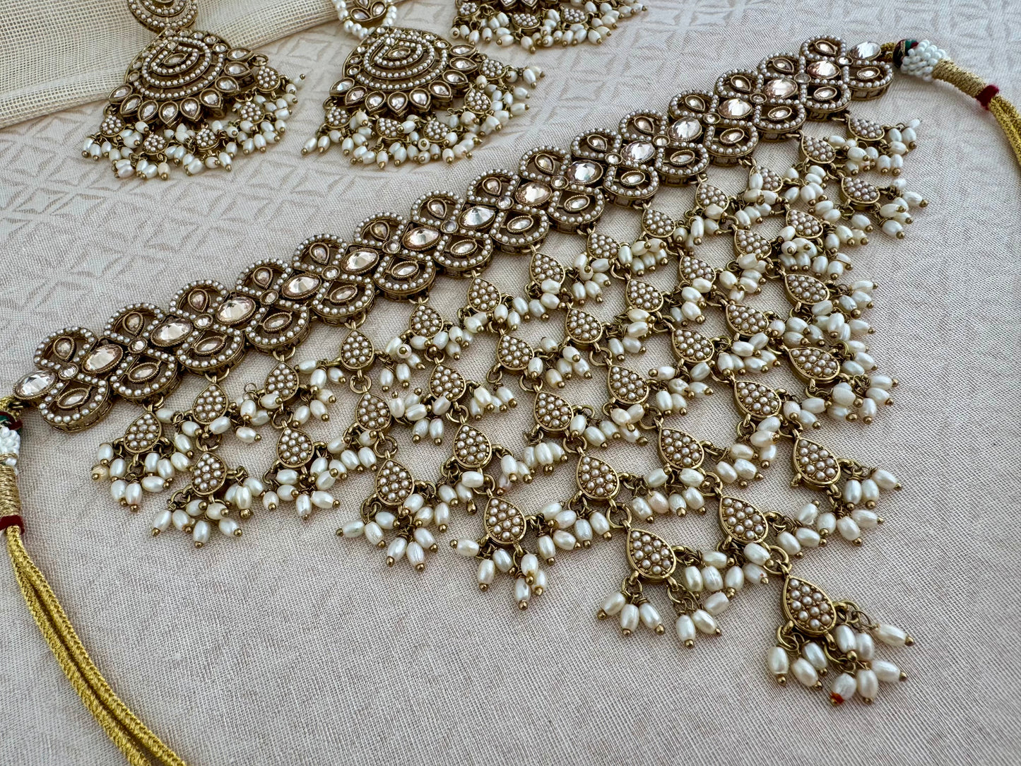 ALISHA BOHO PEARL FRINGE CHOKER SET