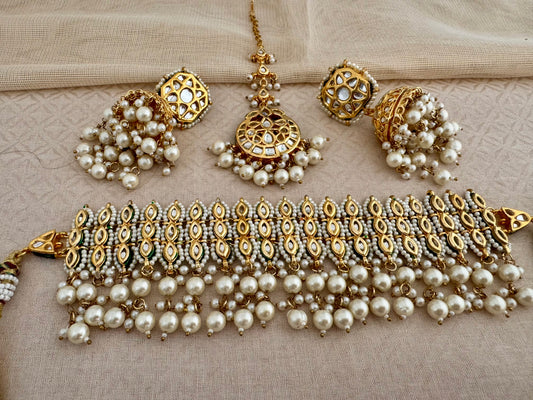 DAMINI KUNDAN PEARL CHOKER SET