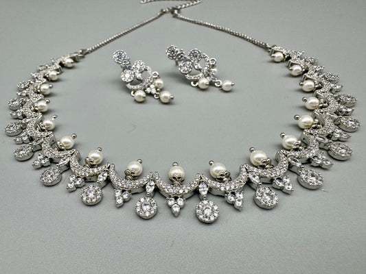 DIVA CZ SILVER NECKLACE SET