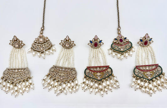 Gazal Pearl Earrings Mangtika Set