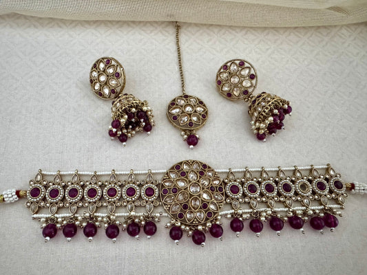 INAYA PURPLE CHOKER SET