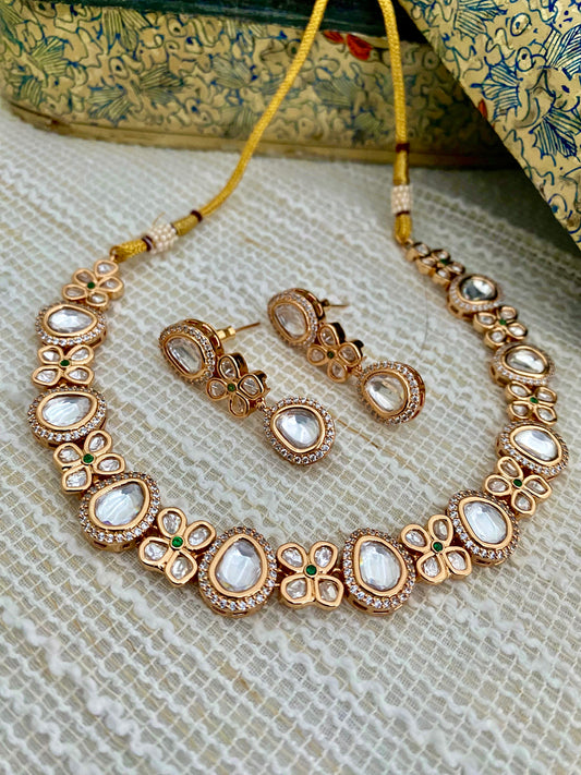 ELLIE MOISSANITE KUNDAN NECKLACE SET