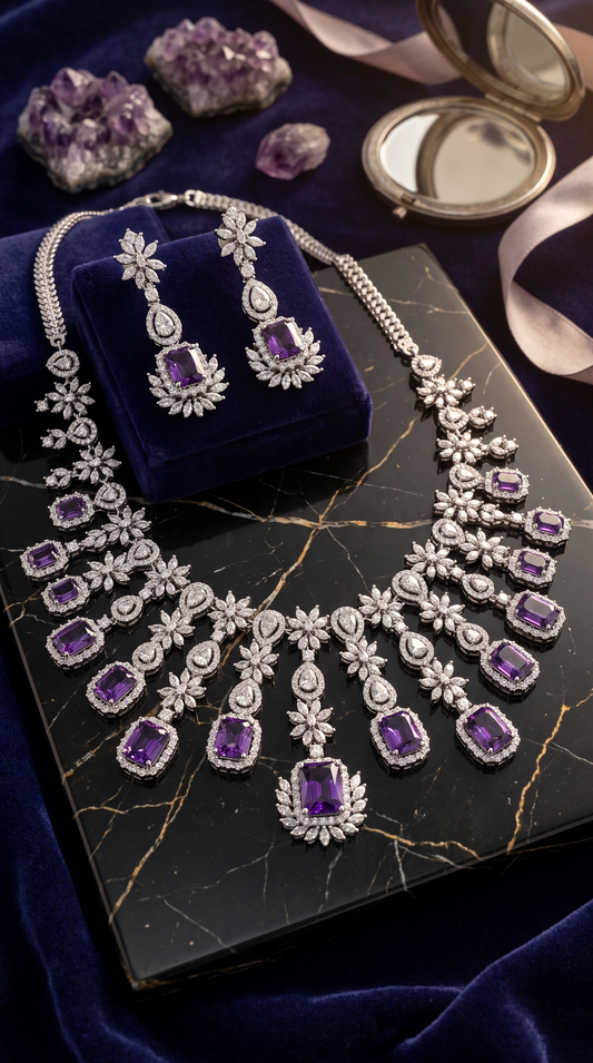 ARIN AMETHYST BLOOM CASCADE NECKLACE SET