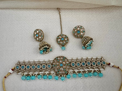 INAYA TURQUOISE BLUE CHOKER SET