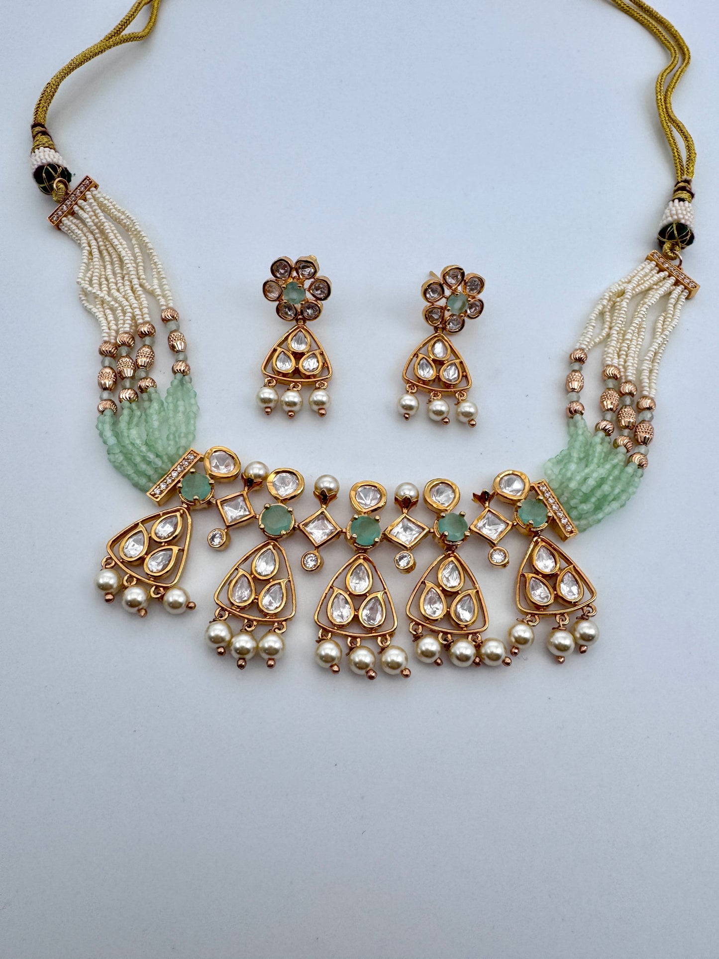 Kavya Kundan Green Choker Necklace Set