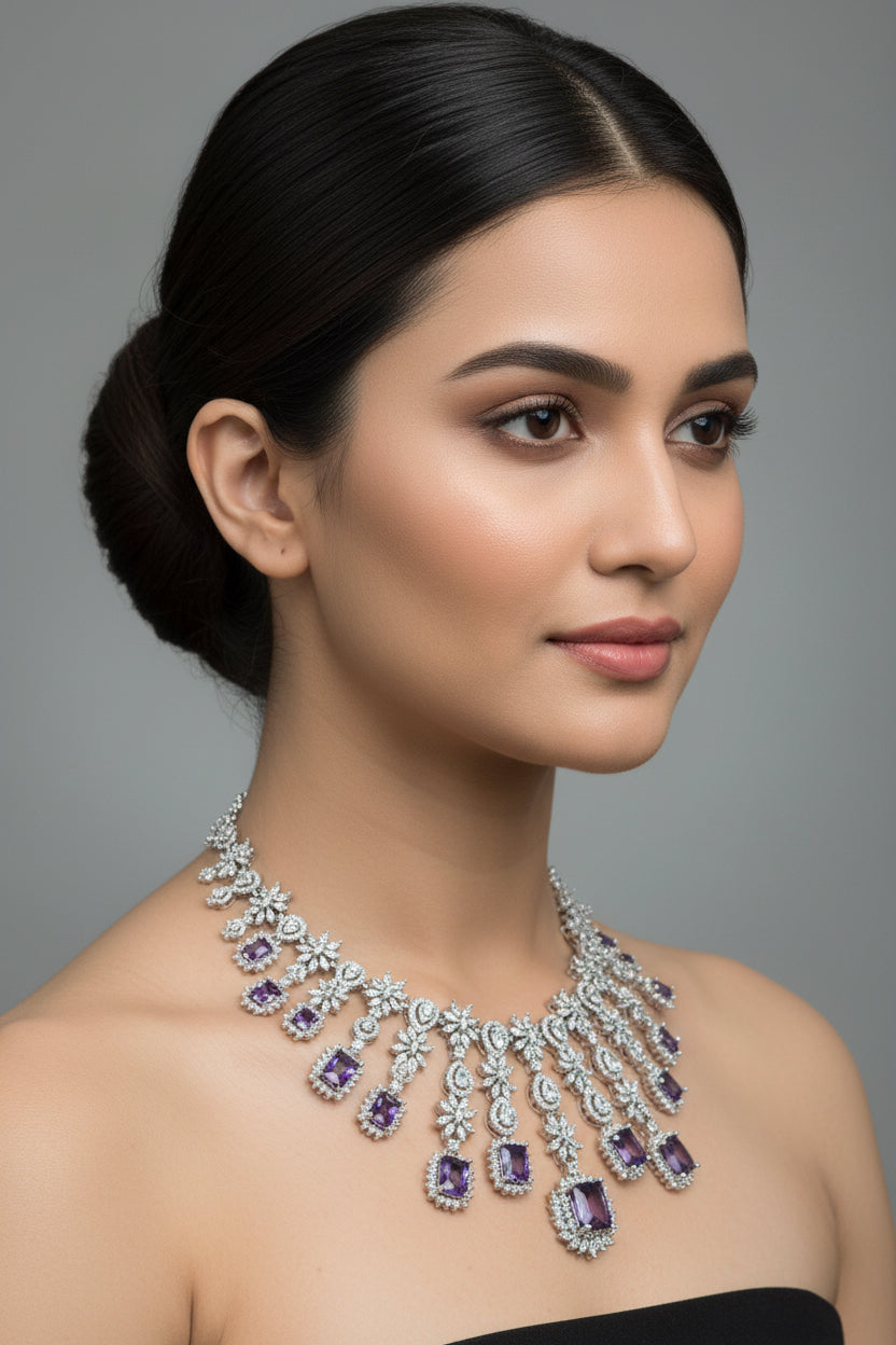 ARIN CZ PURPLE NECKLACE SET
