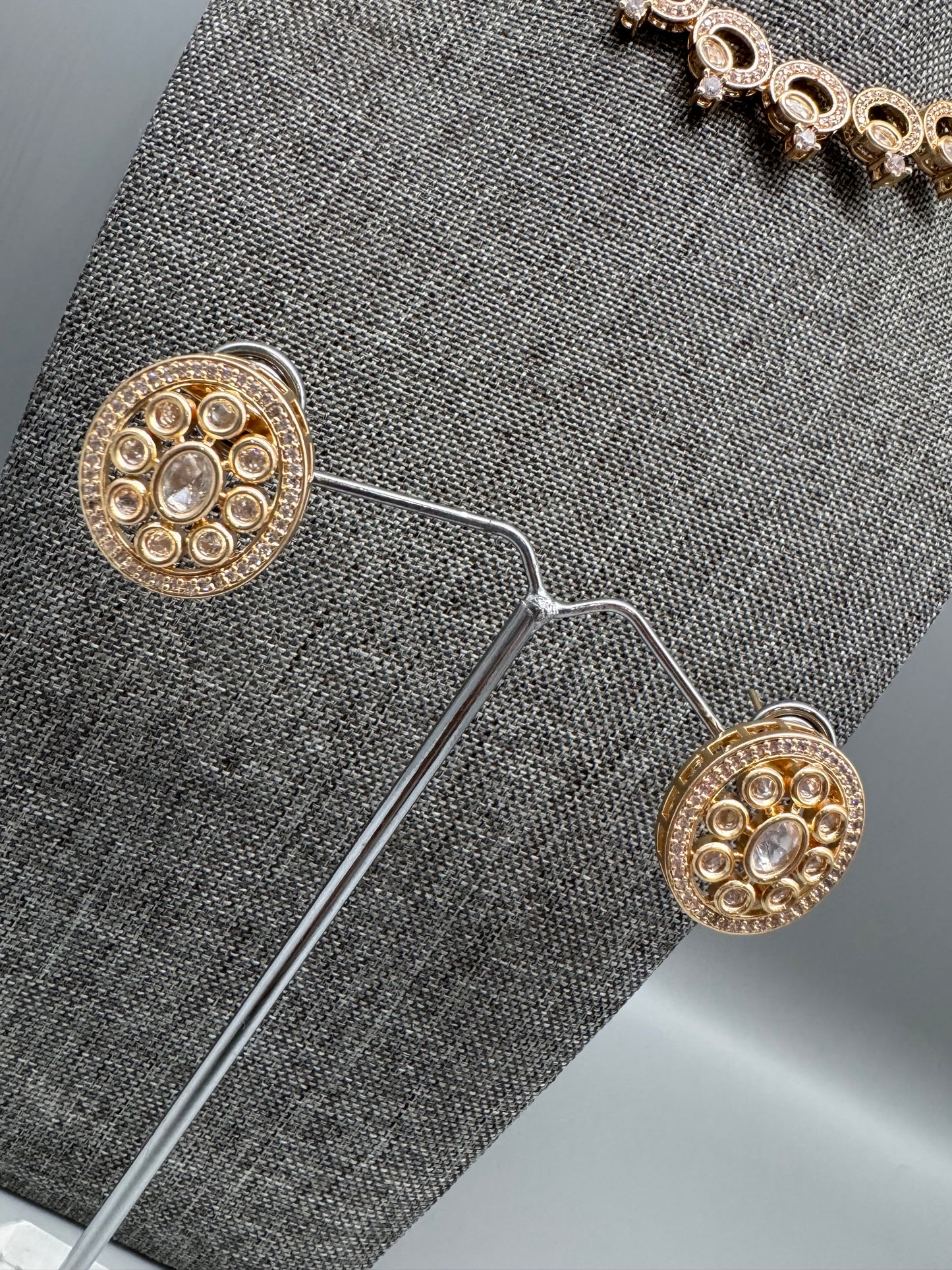 AROHI GOLD CZ POLKI NECKLACE SET