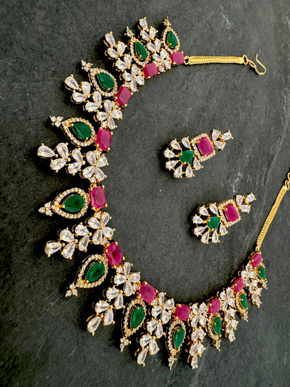 JAYA RUBY EMERALD NECKLACE SET