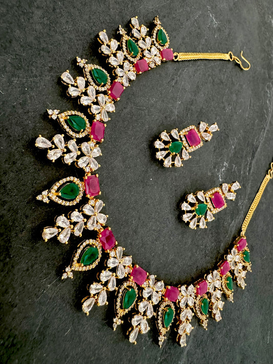 JAYA RUBY EMERALD NECKLACE SET