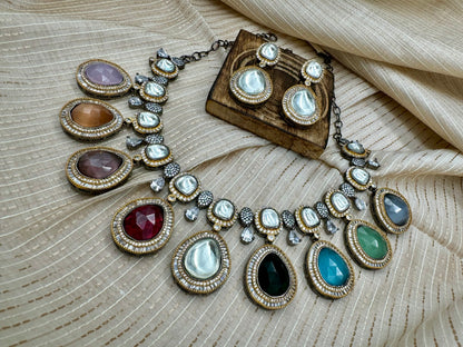 KASHNI NAVRATAN-CZ VICTORIA NECKLACE SET