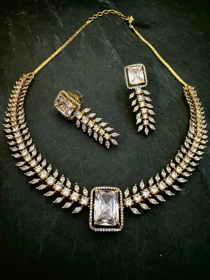 EVA GOLD CZ NECKLACE SET