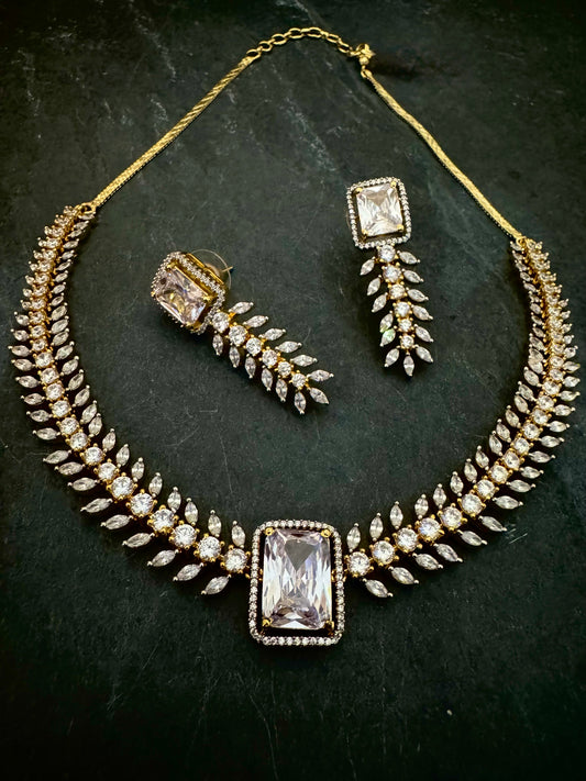EVA GOLD CZ NECKLACE SET