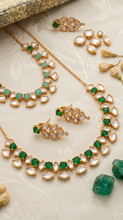 NYSA MOISSANITE KUNDAN NECKLACE SET