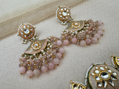 ESHA MEENAKARI PINK-GRAY CHOKER SET