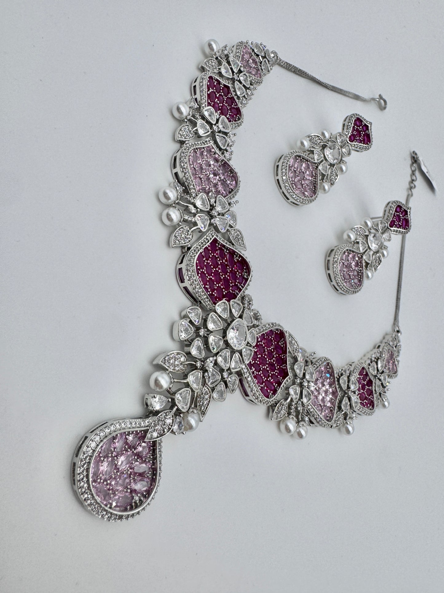 ARIELLE RUBY SILVER NECKLACE SET