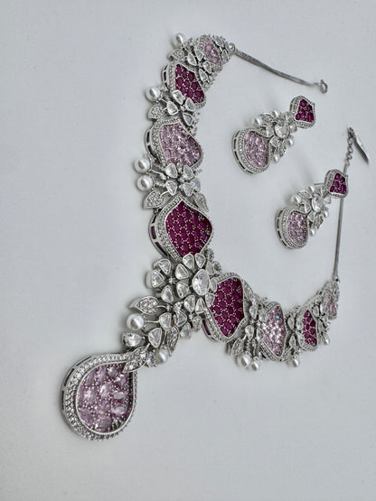 ARIELLE RUBY SILVER NECKLACE SET