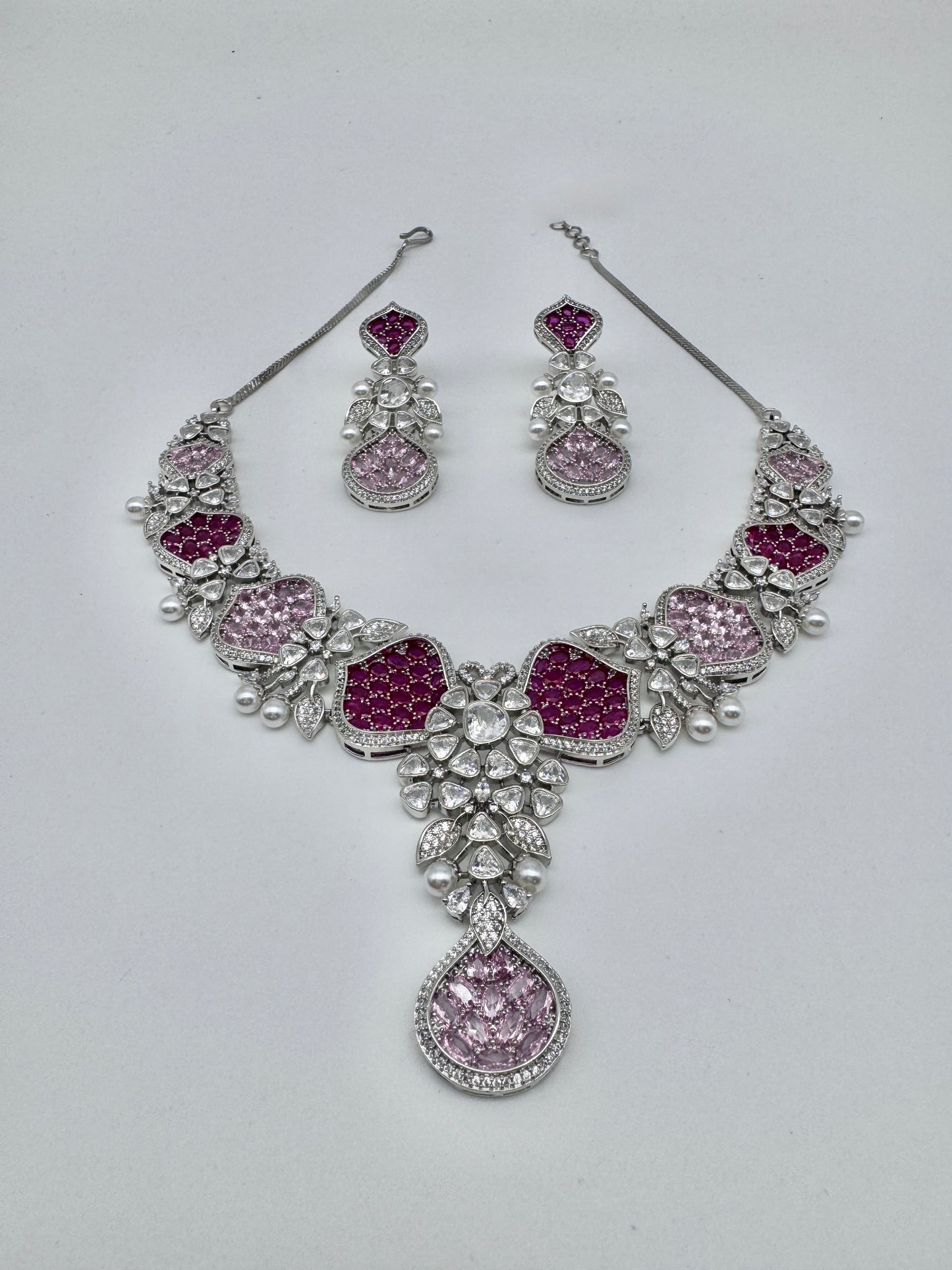 ARIELLE RUBY SILVER NECKLACE SET