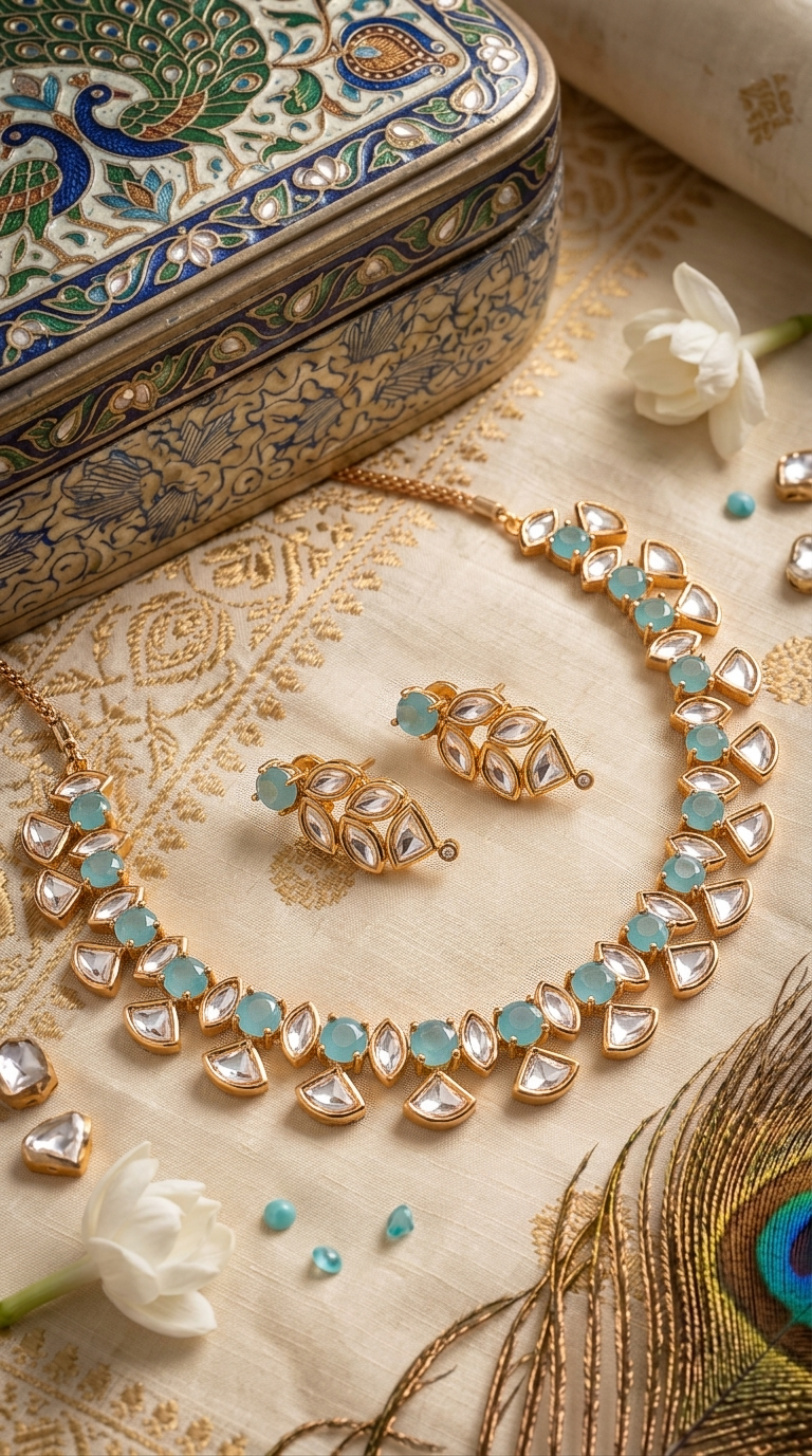 NYSA MOISSANITE KUNDAN NECKLACE SET